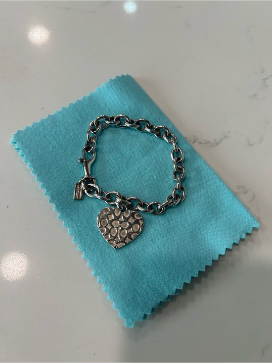 Coach | Jewelry | Vintage Coach Silver Heart Charm Chain Bracelet ...